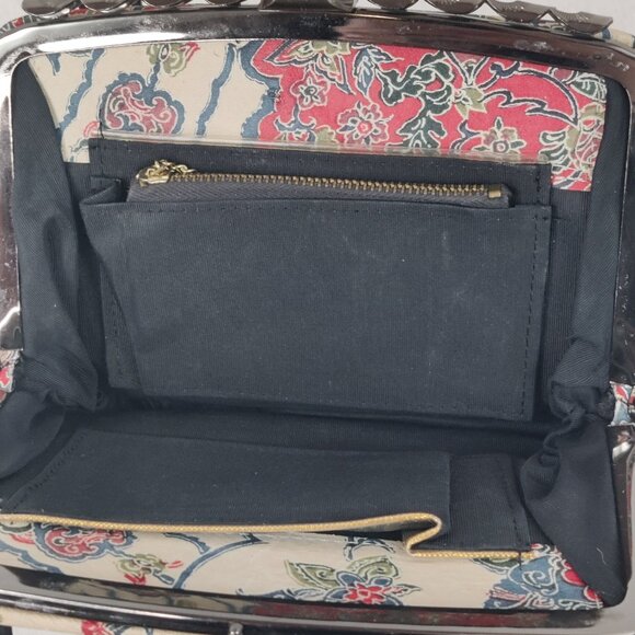 Small Vintage Paisly Cottagecore Plaid leather purse patterns clasp handles - Picture 5 of 6